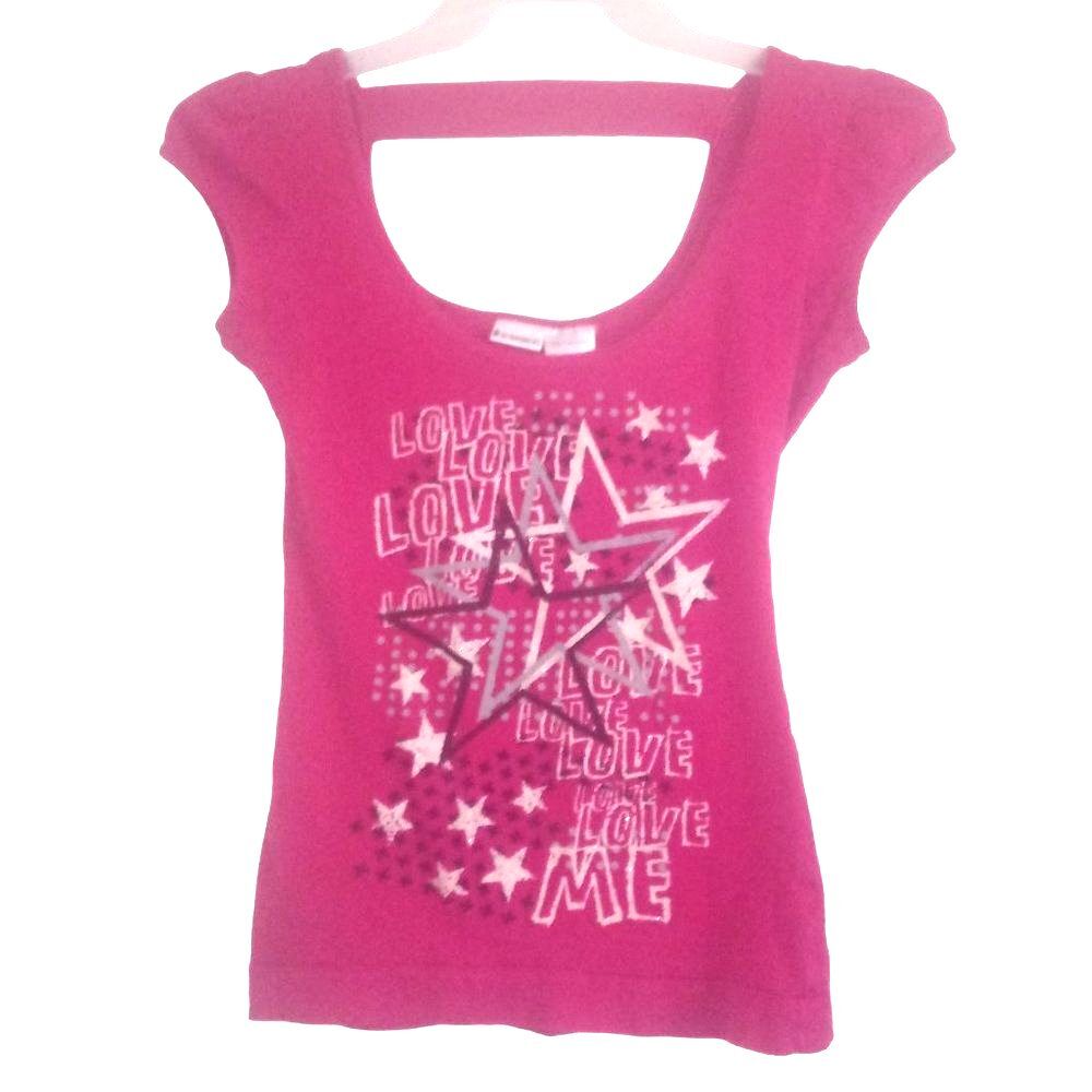 No Boundaries Vintage women’s junior’s medium hot pink star love me graphic tee